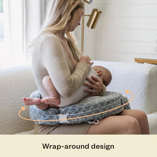 My Brest Friend Deluxe Nursing Pillow for Breastfeeding & Bottle Feeding, Enhanced Posture Support Feeding Pillow, Double Straps & Removable Extra Soft Slipcover, Evening Grey