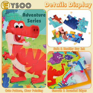 EYSOO Magnetic Jigsaw Puzzles 3 Pack Jigsaw Puzzle Books Magnetic Puzzles for Kids 12+16+20 PCS Jigsaw Puzzles for Toddler Portable Travel Magnetic Puzzle Toy for 3+ Kids Boys Girls (Level 2-A)