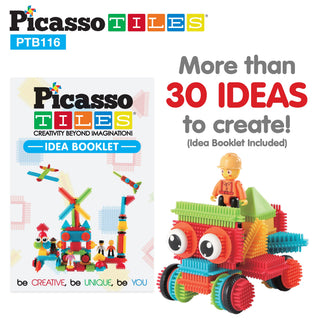 PicassoTiles 120pcs HedgehogTiles Building Block, Stacking Interlock Teeth Construction Sensory Gift STEM Toy for Kids Toddlers Age 3 + PTB120