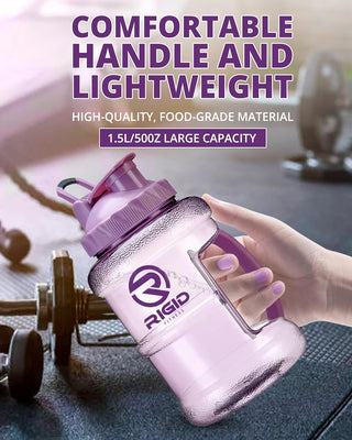 RIGID FITNESS Gym Bottle BPA-Free 2.5L - Hydration Jug - Leak-Proof Sport Water Bottle, Odorless & Transparent - Ideal Jug for Gym, Fitness and Outdoor Activities - Safe & No Smell