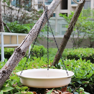MAKINGTEC Bird Bath Hanging Bird Feeder - Garden Bird Bat Bird Feeder Plate Hanging Tray Bird Bath Tray Hanging Bird Water or Bird Seed Hanging Bird Baths for Outdoors (Beige)