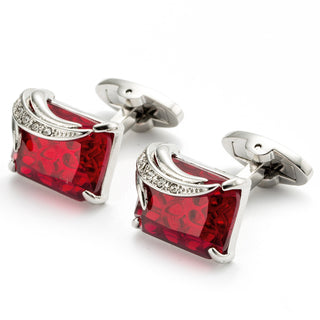 High Quality Red Crystal French Shirt Cufflinks