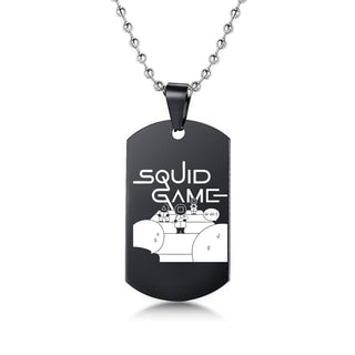 Engraved Squid Game Round Square Triangle Logo Stainless Steel Necklace Fashion Dog Tag Pendant Necklaces For Men Women