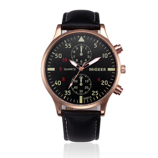 MIGEER Retro Design Men Watches Casual PU Leather Band Analog Alloy Quartz Wrist Watch Relogio masculino montre homme Clock New