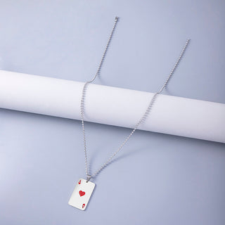 Hip Hop Poker Cards Ace Of Hearts Stainless Steel Pendant Necklaces For Women Men