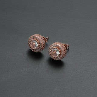 Round Full Zircon Hip Hop Personality Earrings Men And Women Trendy Diy Earrings