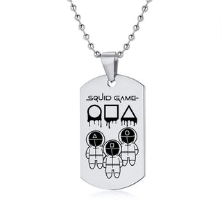 Engraved Squid Game Round Square Triangle Logo Stainless Steel Necklace Fashion Dog Tag Pendant Necklaces For Men Women