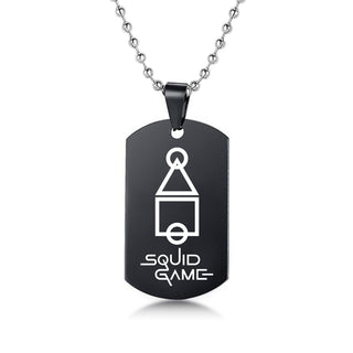 Engraved Squid Game Round Square Triangle Logo Stainless Steel Necklace Fashion Dog Tag Pendant Necklaces For Men Women