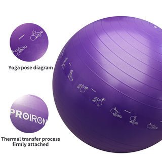 PROIRON Yoga Ball Anti-Burst Exercise Ball Chair with Quick Pump Slip Resistant Gym Ball Supports 500KG Balance Ball for Pilates Yoga Birthing Pregnancy Stability Gym Workout Training