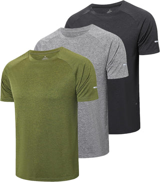 Gaiatiger 3 Pack Men T-Shirt Quick Dry Work Shirts Moisture Wicking Active Athletic Training Short Sleeve Tops