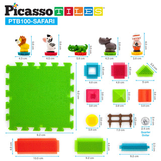 PicassoTiles 120pcs HedgehogTiles Building Block, Stacking Interlock Teeth Construction Sensory Gift STEM Toy for Kids Toddlers Age 3 + PTB120