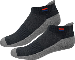 NAVYSPORT Men's Low Cut Athletic Cotton Cushion Ankle Socks with Sports Tab, Pack of 3 (Free Size)