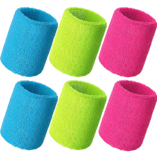 6 Pack Wrist Sweatbands Tennis Wrist Bands Absorbent Sweatbands for Football Basketball Running Athletic Sports and Working Out