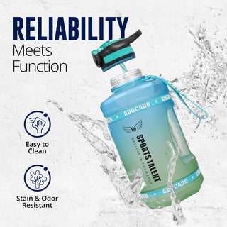 LA' PRECIOUS Water Bottle 2l for Gym Non-Toxic BPA Free Material, Fast Flow, Flip Top Leak Proof Lid with Straw. (Blue/Green)