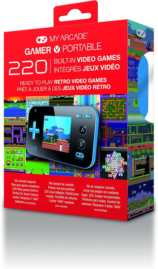 My Arcade Gamer V Portable - Handheld Gaming System - 220 Retro Style Games - Lightweight Compact Size - Battery Powered - Full Color Display - Volume Buttons - Blue
