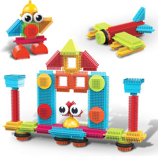 PicassoTiles 120pcs HedgehogTiles Building Block, Stacking Interlock Teeth Construction Sensory Gift STEM Toy for Kids Toddlers Age 3 + PTB120