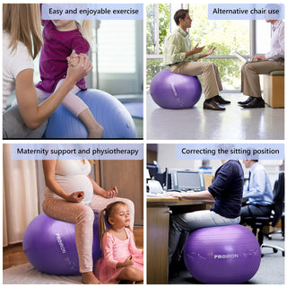 PROIRON Yoga Ball Anti-Burst Exercise Ball Chair with Quick Pump Slip Resistant Gym Ball Supports 500KG Balance Ball for Pilates Yoga Birthing Pregnancy Stability Gym Workout Training