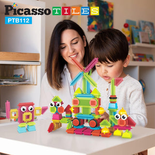 PicassoTiles 120pcs HedgehogTiles Building Block, Stacking Interlock Teeth Construction Sensory Gift STEM Toy for Kids Toddlers Age 3 + PTB120