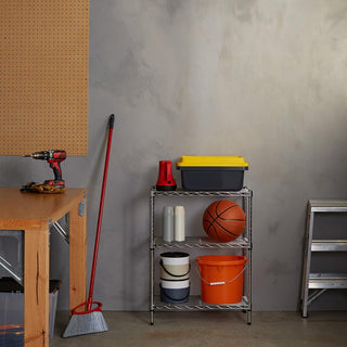 Amazon Basics 3-Shelf Adjustable, Heavy Duty Storage Shelving Unit (113.3 kilograms loading capacity per shelf), Steel Organizer Wire Rack, Black, 58.9 x 34 x 193.5 centimeters