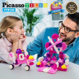 PicassoTiles 120pcs HedgehogTiles Building Block, Stacking Interlock Teeth Construction Sensory Gift STEM Toy for Kids Toddlers Age 3 + PTB120