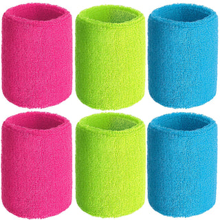 6 Pack Wrist Sweatbands Tennis Wrist Bands Absorbent Sweatbands for Football Basketball Running Athletic Sports and Working Out