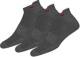 NAVYSPORT Men's Low Cut Athletic Cotton Cushion Ankle Socks with Sports Tab, Pack of 3 (Free Size)