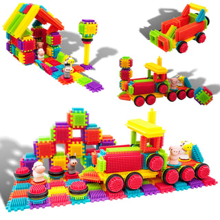 PicassoTiles 120pcs HedgehogTiles Building Block, Stacking Interlock Teeth Construction Sensory Gift STEM Toy for Kids Toddlers Age 3 + PTB120