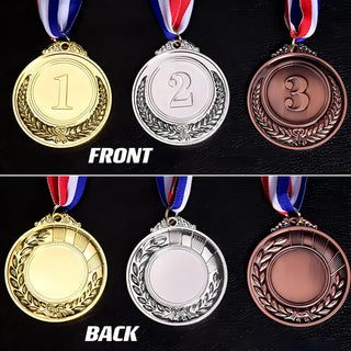BoodLo 3 Pcs Number Medals Metal Gold Silver Bronze Award Medals with Ribbon Lockets Winner Rewards Children Sports Competition Prizes 2 inches