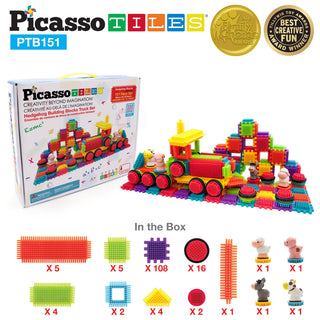 PicassoTiles 120pcs HedgehogTiles Building Block, Stacking Interlock Teeth Construction Sensory Gift STEM Toy for Kids Toddlers Age 3 + PTB120