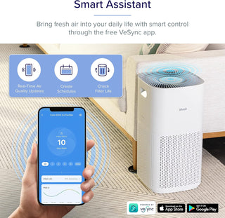LEVOIT Air Purifiers for Large Home Bedroom 83m², CADR 400m³/h, Alexa Enabled, H13 HEPA Filter with PM2.5 Intelligent Air Quality Sensor, Removes 99.97% Pollen Allergy Dust Smoke Pet, Auto Mode, White