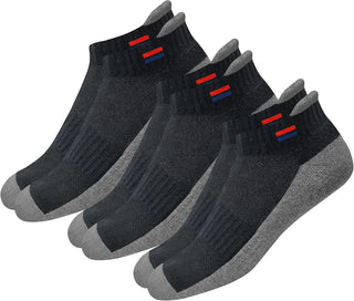 NAVYSPORT Men's Low Cut Athletic Cotton Cushion Ankle Socks with Sports Tab, Pack of 3 (Free Size)