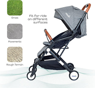MOON Ritzi Light Weight Travel Cabin Stroller/Pushchair for Baby/Kids/Toddler from 0 Months+ Upto 15 kg, Black/Blue Dots