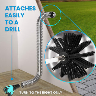 Excefore Dryer Vent Cleaner Kit -(30-Feet) Reusable Lint Remover Fireplace Chimney Brushes, Flexible Lint Brush with Drill Attachment for Faster Cleaning