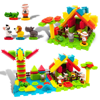 PicassoTiles 120pcs HedgehogTiles Building Block, Stacking Interlock Teeth Construction Sensory Gift STEM Toy for Kids Toddlers Age 3 + PTB120