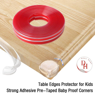 DEAL HUNT Child Proof Edge and Corner Protector Kit -Soft Silicone Bumper Strip with 4 Round & 4 L-Shaped Corner Guards - Baby Safety Corner Guards for Table Protection
