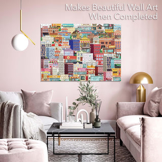 BRAIN TREE Amsterdam 1000 Piece Puzzles for Adults Kids 12+ Unique Puzzles 4 Puzzle Sorting Trays, Droplet Technology for Anti Glare & Soft Touch 27.5Lx19.5W Inch