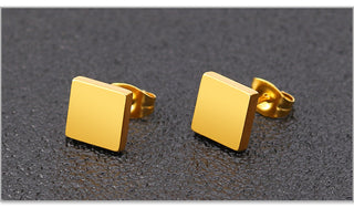 Korean Style Quadrangle Geometric Ear Studs Earrings Positive Edge Titanium Steel Stainless Steel Anti-allergy Fashion Classic Earrings For Men And Women