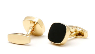 Men's Cufflinks New Classic Simple Inlaid Black Square Gold Shirt Cufflink Buttons
