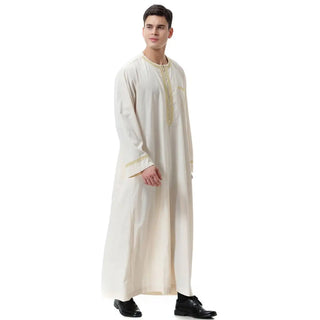Muslim Men Jubba Thoub Thobe Robe Saudi Arabic Abaya Long Sleeve Kaftan Dress Islamic Clothes Ramadan Eid Middle East Gown Robes