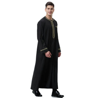 Muslim Men Jubba Thoub Thobe Robe Saudi Arabic Abaya Long Sleeve Kaftan Dress Islamic Clothes Ramadan Eid Middle East Gown Robes