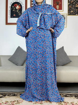 Neswest Muslim Rayon Abayas For Women Ramadan Prayer Dubai Turkey Middle East Femme Robe Floral Loose African Dress Turban Joint