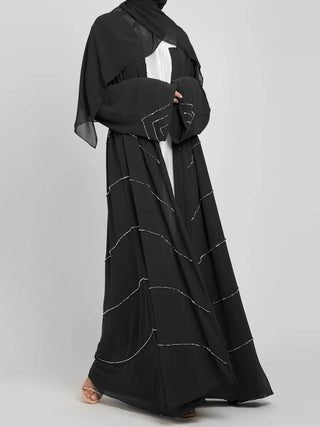 Hand Made Diamond Beading Ramadan Eid Muslim Dress Long abayas Robe Fancy Maxi Dress French Stylish Modesty Islamic Dress Wy1368