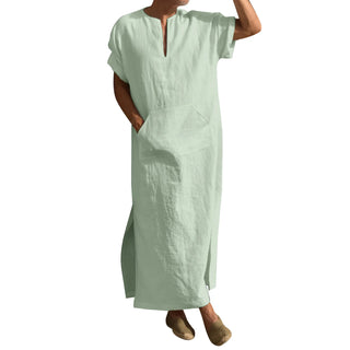 Islamic Arabic Kaftan Men Half Sleeve Solid Color V Neck Muslim Clothes Loose Casual Middle East Dubai Jubba Thobe Plus Size 5XL