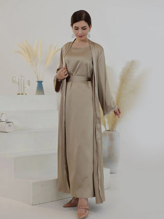 Latest diamond beading Kimono Muslim Robe abaya syari female full length Tassel Muslim abaya Worship Service abayas Sets wy1673