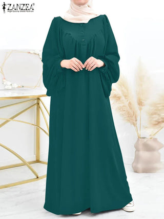 Muslim Hijab Dresses For Women Turkey Abaya Oversize Robe ZANZEA Eid Mubarek Maxi Sundress Dubai Vestidos Kaftan Isamic Clothing