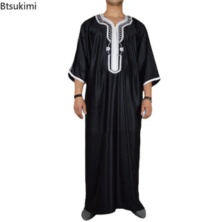 Durable Kaftan Arab Muslim Robe Men Jubba Thobe Long Sleeve Dubai Islamic Ethnic Gown Nightshirts Fashion Loose Casual Clothes