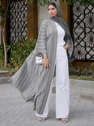 Siskakia Fashion Muslim Kimono Abaya Solid Striped Retro Ethnic Cardigan Robe Dubai Middle Eastern Saudi Arabia Eid Clothes 2022
