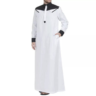 2022 Muslim Men Splicing Breathable Robes Men Muslim Ramadan Long Sleeve Robe Loose Dubai Saudi Arab Kaftan Man Islamic Clothes
