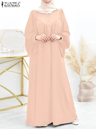 Muslim Hijab Dresses For Women Turkey Abaya Oversize Robe ZANZEA Eid Mubarek Maxi Sundress Dubai Vestidos Kaftan Isamic Clothing