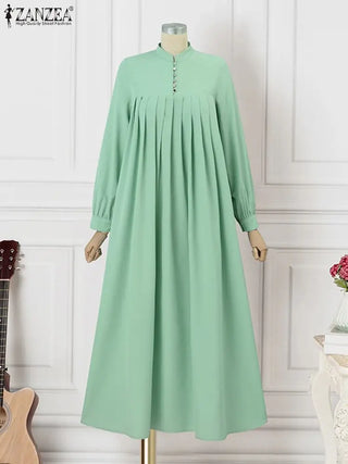ZANZEA Women Long Sleeve Dress Fashion Autumn Dresses Elegant Muslim Long Dress Turkey Abaya Vestidos IsIamic Casual Party Robe